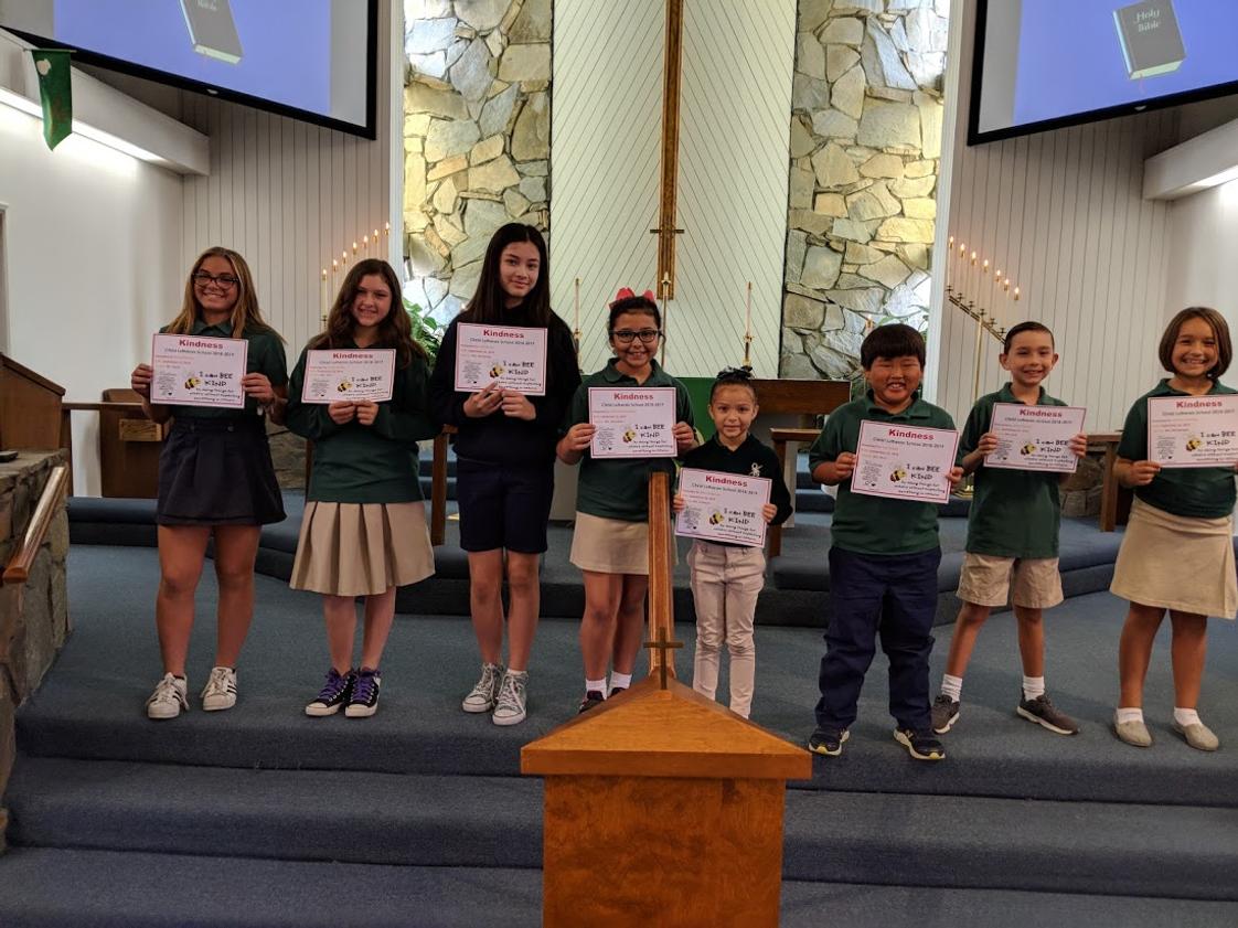 Christ Lutheran Church & School Photo - These students won the "kindness" award during a recent chapel service.