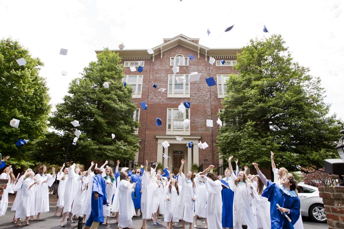Sayre School Photo - Graduation outside the steps of Old Sayre