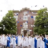 Sayre School Photo - Graduation outside the steps of Old Sayre