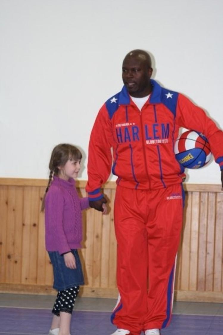 Penobscot Christian School Photo - Eathan O'Bryant of the Harlem Globetrotters visited PCS in March 2009 to present the "C.H.E.E.R. for Character" program. It stood for "Character, Healthy Mind & Body, Enthusiasm, Effort, Responsibility."