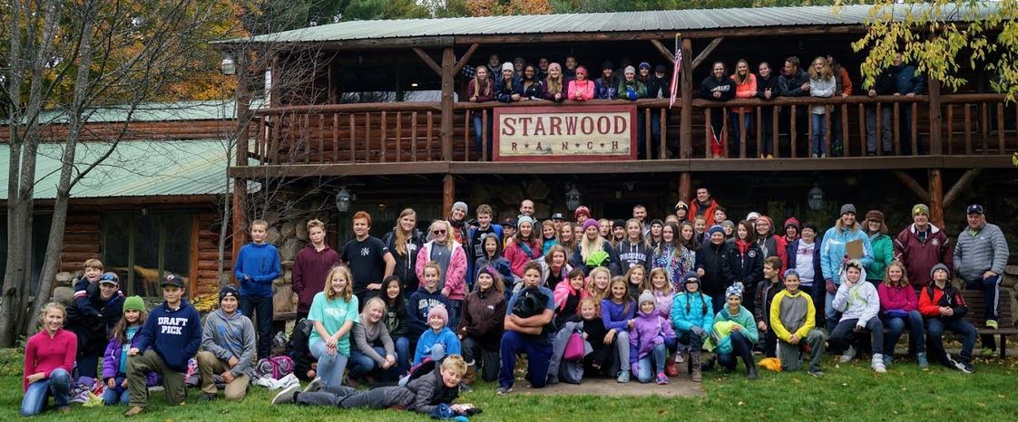 Traverse City Christian School Photo - A group of students ready for some team-building adventures at TC Christian's annual MS/HS Fall retreat.