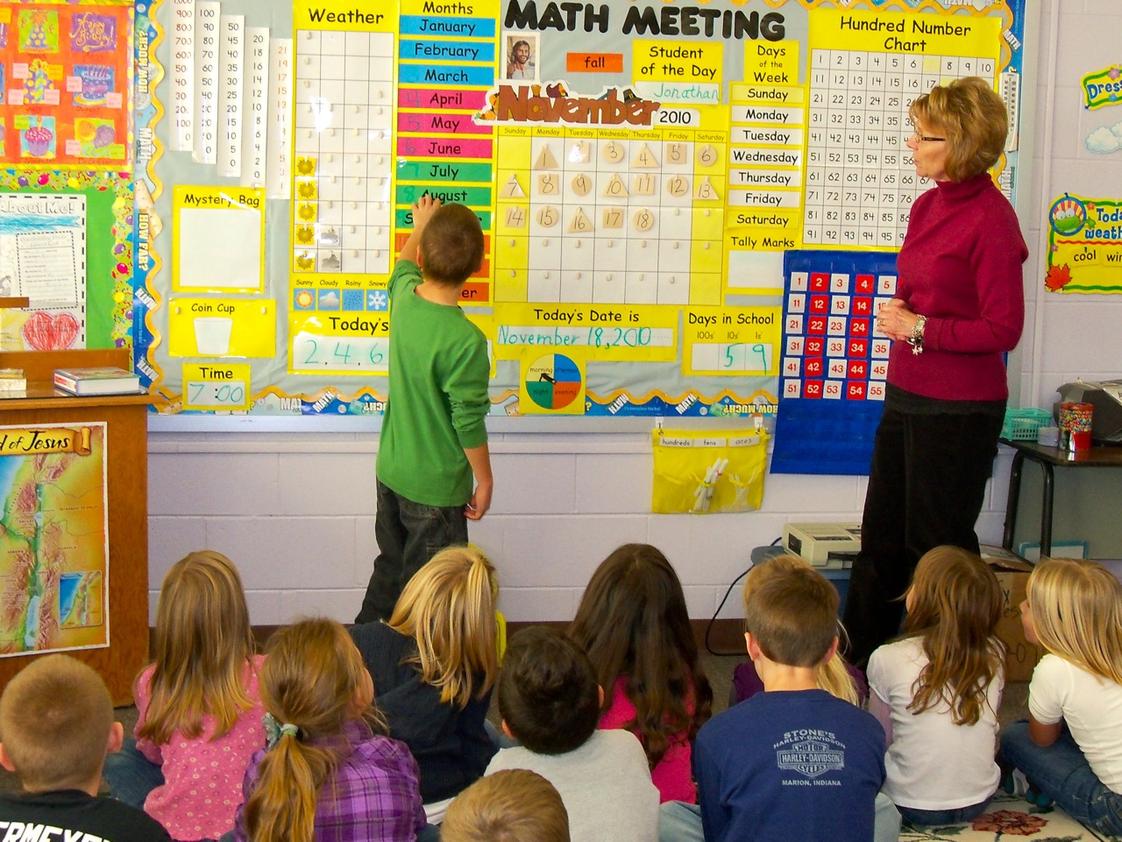 Christ Lutheran School Photo #1 - Student and Mrs. Wasson work through a math lesson together.