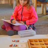 Foothills Montessori School Photo #10 - Using the movable alphabet to create short vowel phonetic words.