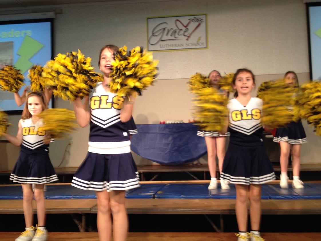 Grace Lutheran School & Preschool Photo #1 - The Lightning Cheerleaders performing at a pep rally.