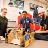 Greensboro Day School Photo #3 - Upper School students work in the Gail Isaacson Bernstein '76 Center for Engineering & Innovation