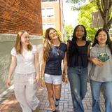 St. Mary 's Academy Photo #4 - SMA students walking back to class from the PSU Park Blocks on a sunny day.