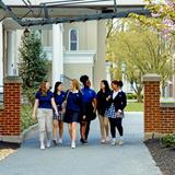 Linden Hall Photo - Students enjoying a walk around our beautiful campus in the springtime.