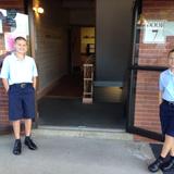 St. Elizabeth Continuation School Photo - Student greeters meet the students at the main door each morning.