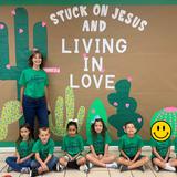 Kaufman Christian School Photo #3 - 1st Grade in this year's spirit shirt and underneath this year's theme, "Living in Love."