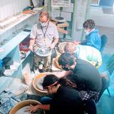 Virginia Beach Friends School Photo #4 - Middle School Art Students working with the wheel for their pottery class.