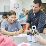 Bellevue Christian School Photo #2 - Students in art class learning wisdom from Mr. Sonheim, an art teacher at BCS