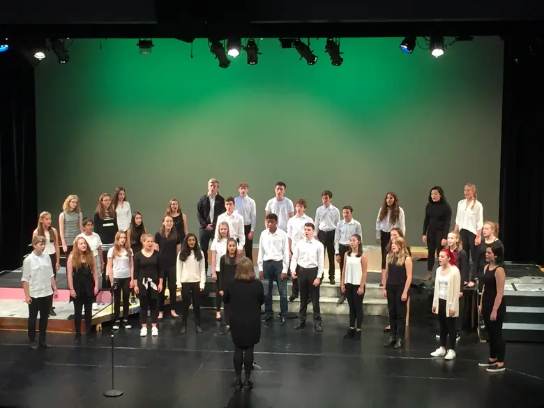 The Overlake School Photo #2 - A robust arts program is part of the academic day for students to study in music, visual arts, performing arts, or stagecraft.