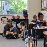 Oak Hill Christian School Photo #1 - Reading is emphasized in all grades. Students enjoy reading even in their free time.
