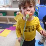Monroe KinderCare Photo #8 - Sensory Exploration!! This is our toddler Carter smelling a fresh cut flower during our Plants and Garden theme!