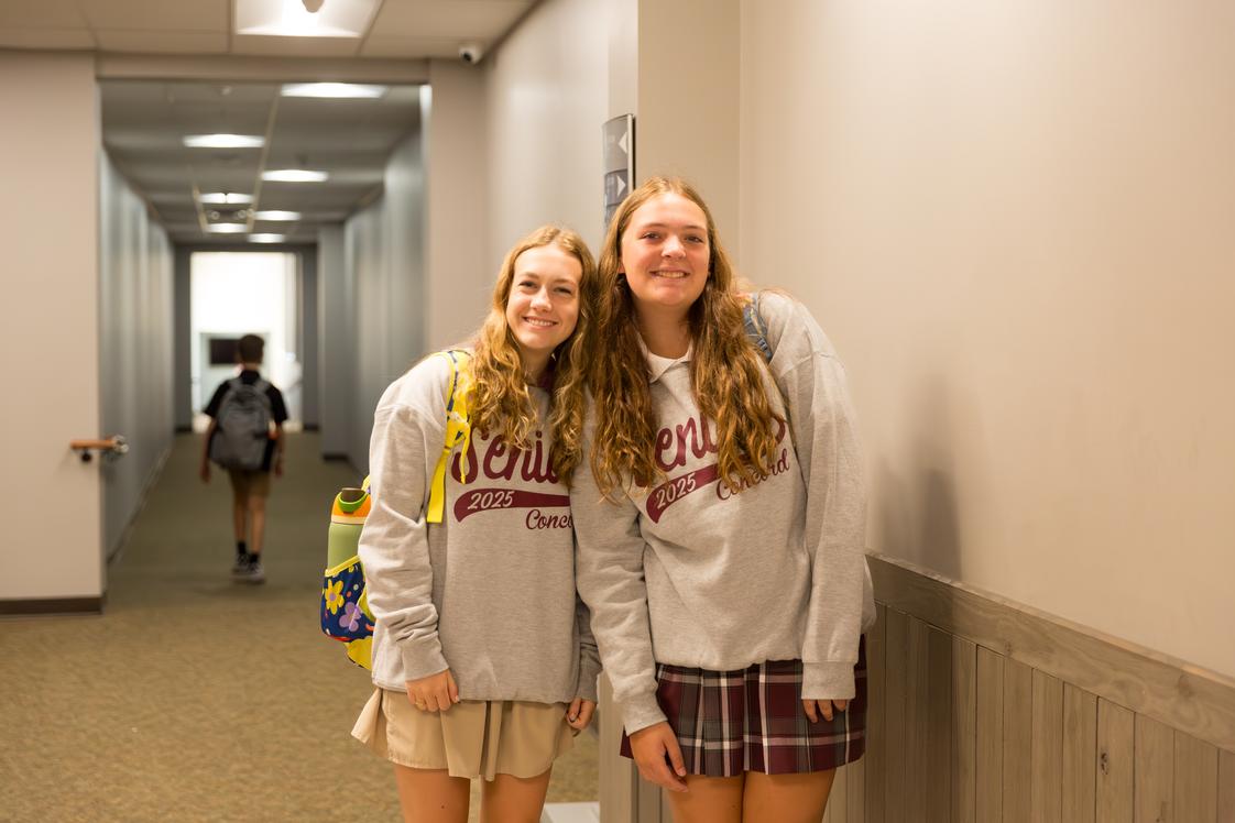 Concord Christian School Photo #0 - These Seniors are happy to be back on their last first day of school.