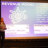 Aspen Academy Photo #20 - 8th grader pitching her business at Shark Tank, the competition where every 8th grader pitches their business for real investing dollars
