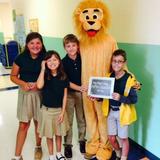 Greenwood Christian Academy Photo - First day of school and hanging out with Roarie, our mascot.