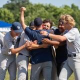 Second Baptist School Photo #3 - Baseball players surround Coach Noble in celebration after clinching the school's 7th state title!