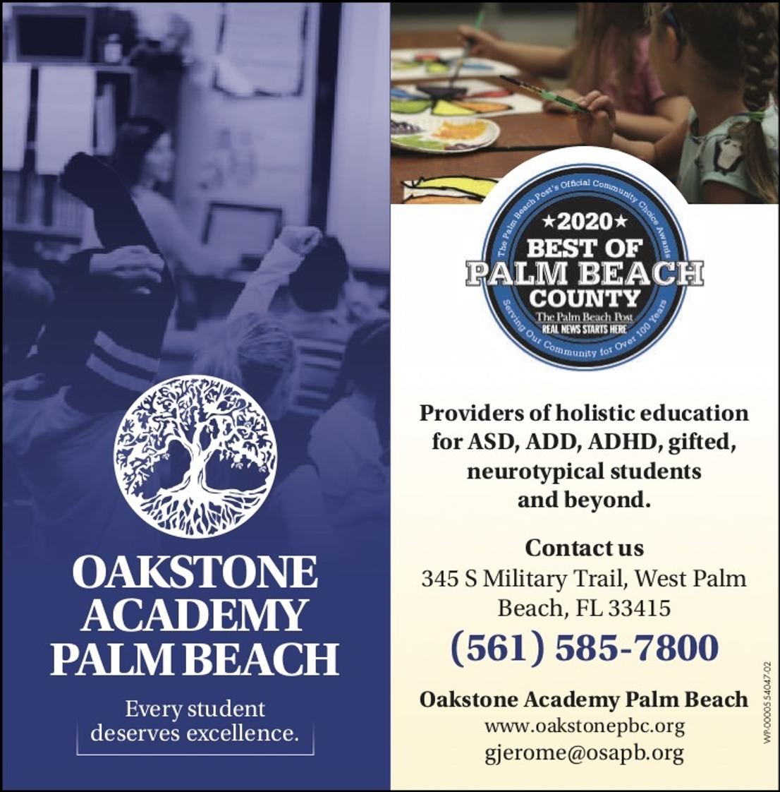 Oakstone Academy Palm Beach Corporation Photo #1 - Oakstone was nominated as one of the top 3 private schools in Palm Beach County!